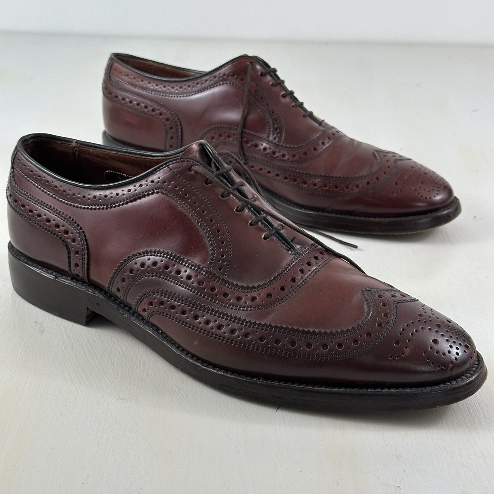 Allen Edmonds Mens Cambridge Shell Cordovan Shoes 9 C Burgundy Oxford Wingtips‎ - Picture 7 of 16